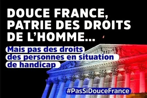 Illustration douce france patrie des droits de l'homme mais pas des personnes en situation de handicap