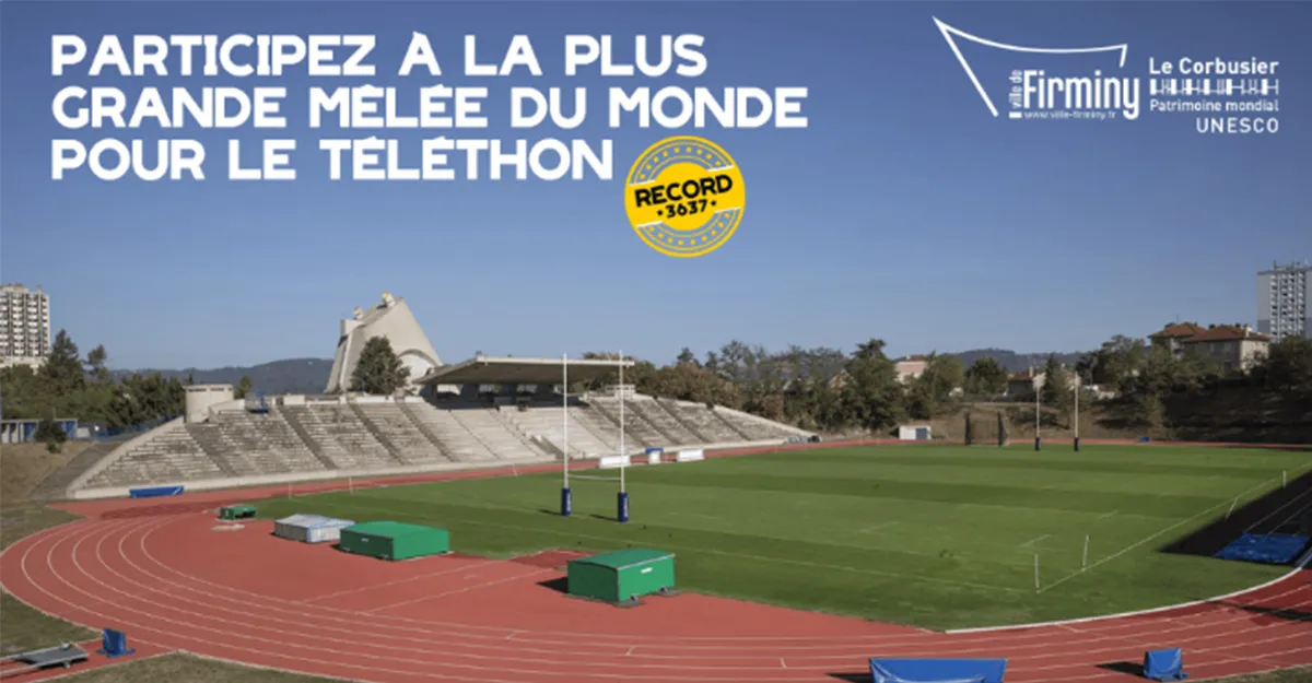 Vue du stade LeCorbusier où se déroulera la mêlée géante au profit du Téléthon