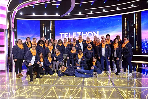 Les salariés EDF sur le plateau du Téléthon dans les studios de France Télévisions