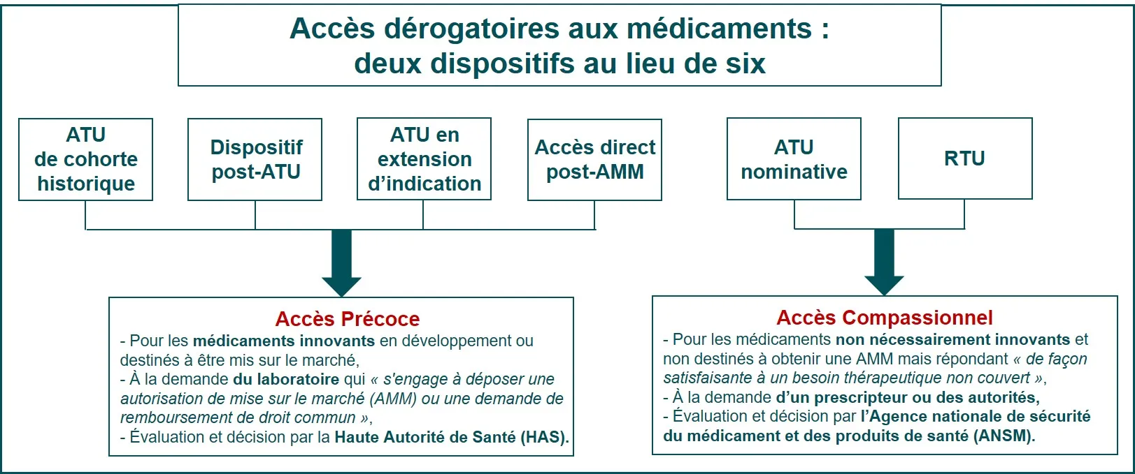 Infographie - Accès dérogatoires aux médicaments : deux dispositifs au lieu de six