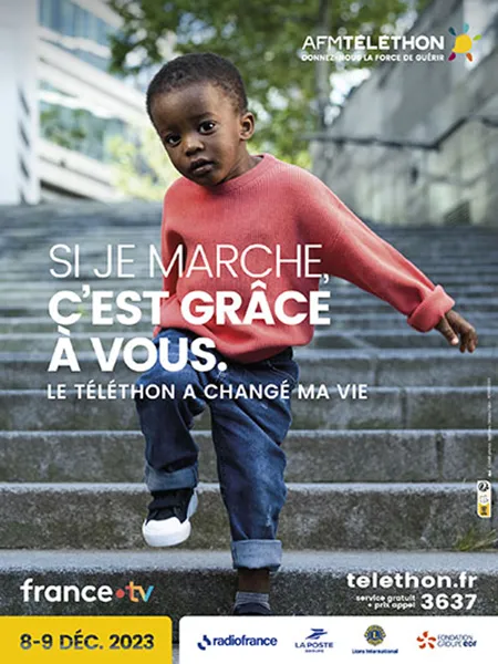 Affiche téléthon 2023 avec Ibrahima, 2 ans