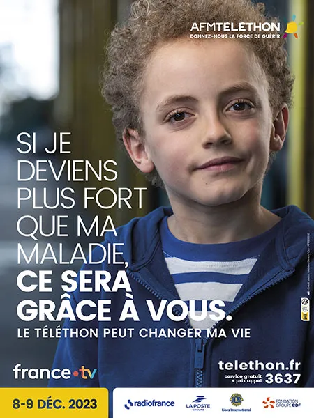 Affiche téléthon 2023 avec Léon, 9 ans